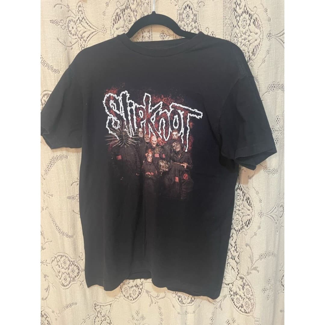 Slipknot Black Graphic Band Tee - Red & White Logo - Image 1