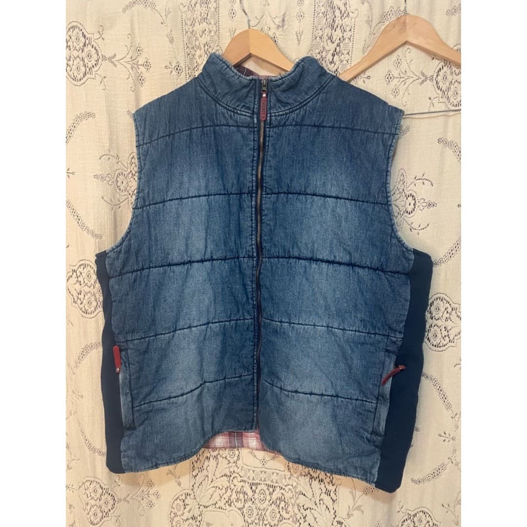 Twenty X: oversized denim vest with flannel lining - Image 1