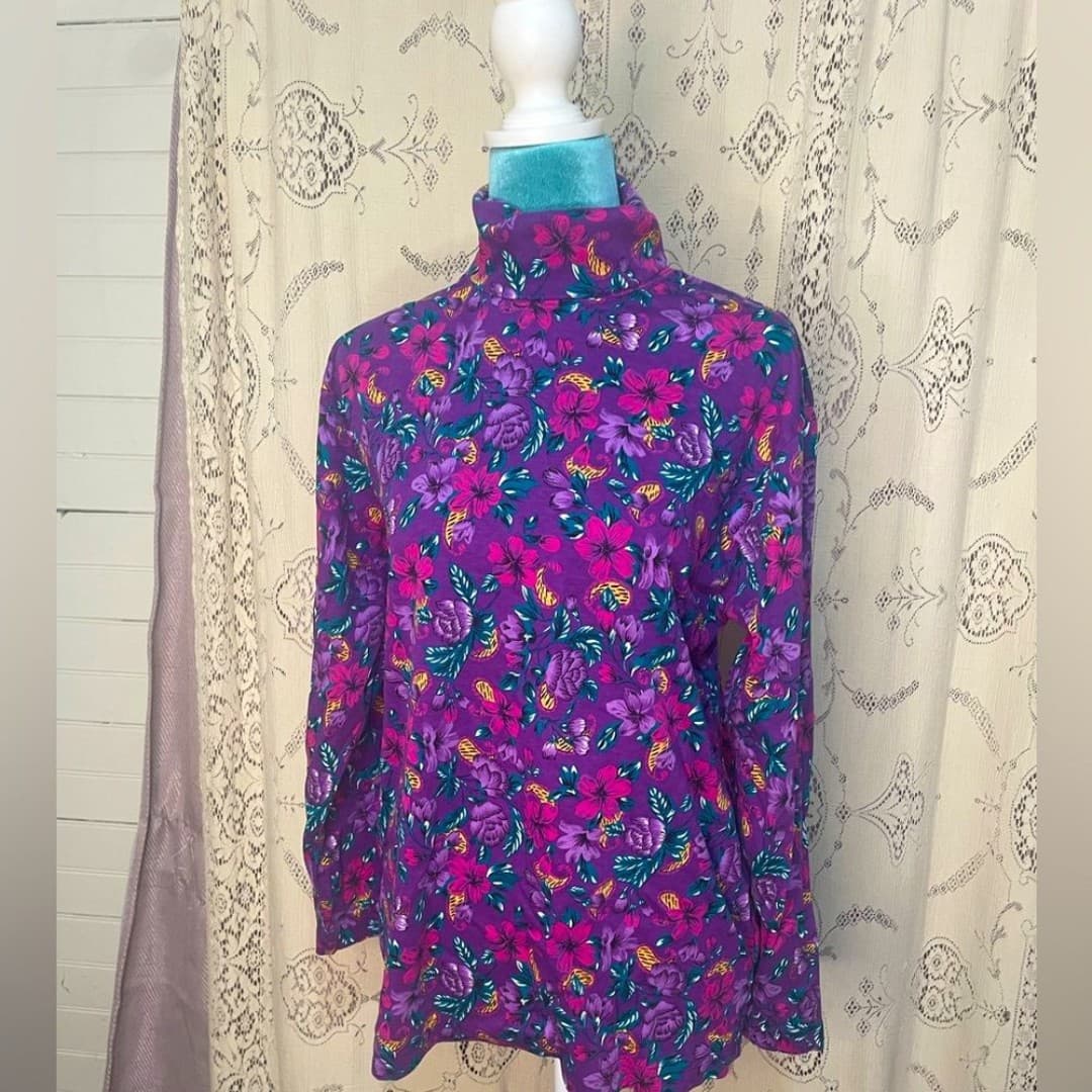 Hunt club: vintage floral turtleneck - Image 1