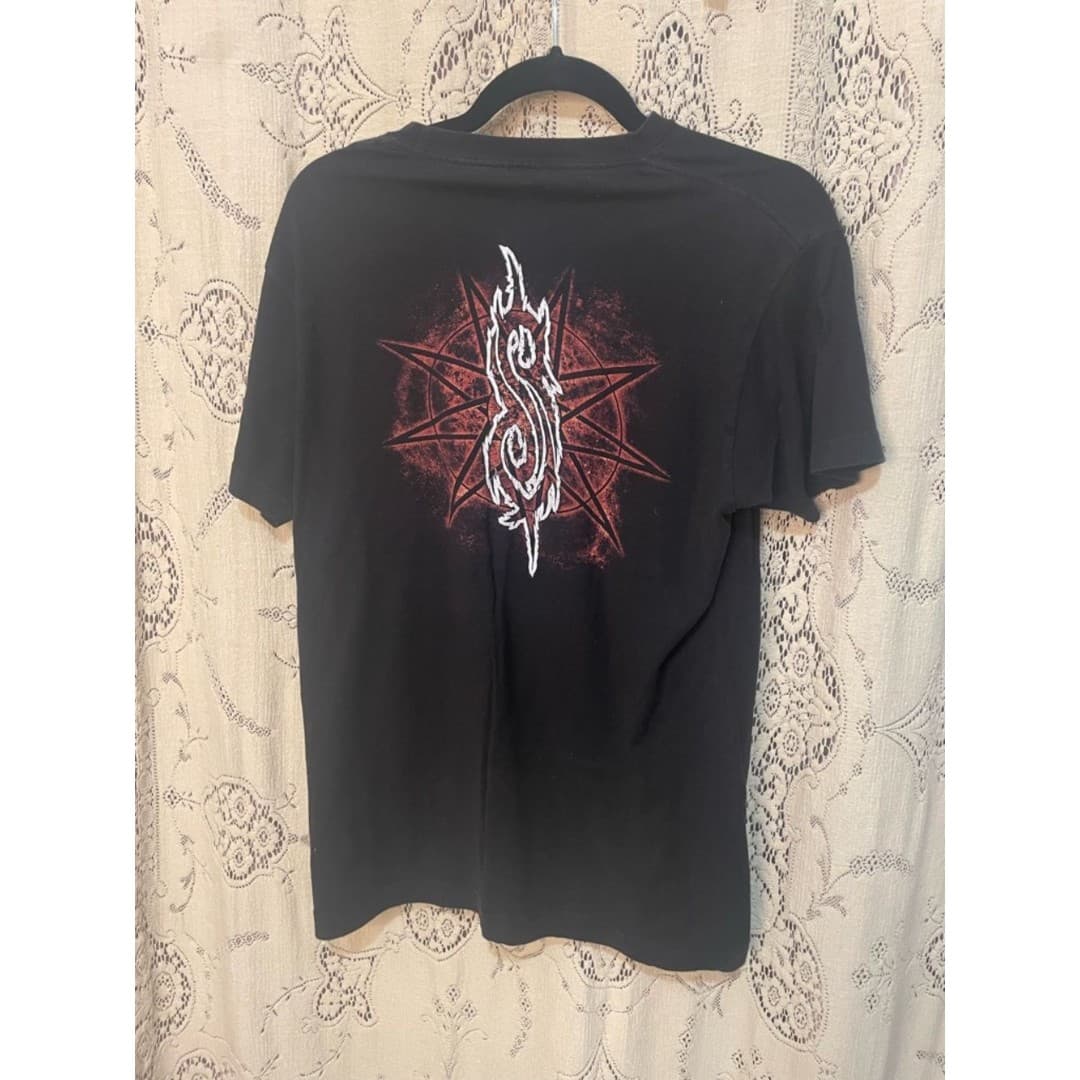 Slipknot Black Graphic Band Tee - Red & White Logo - Thumbnail 4