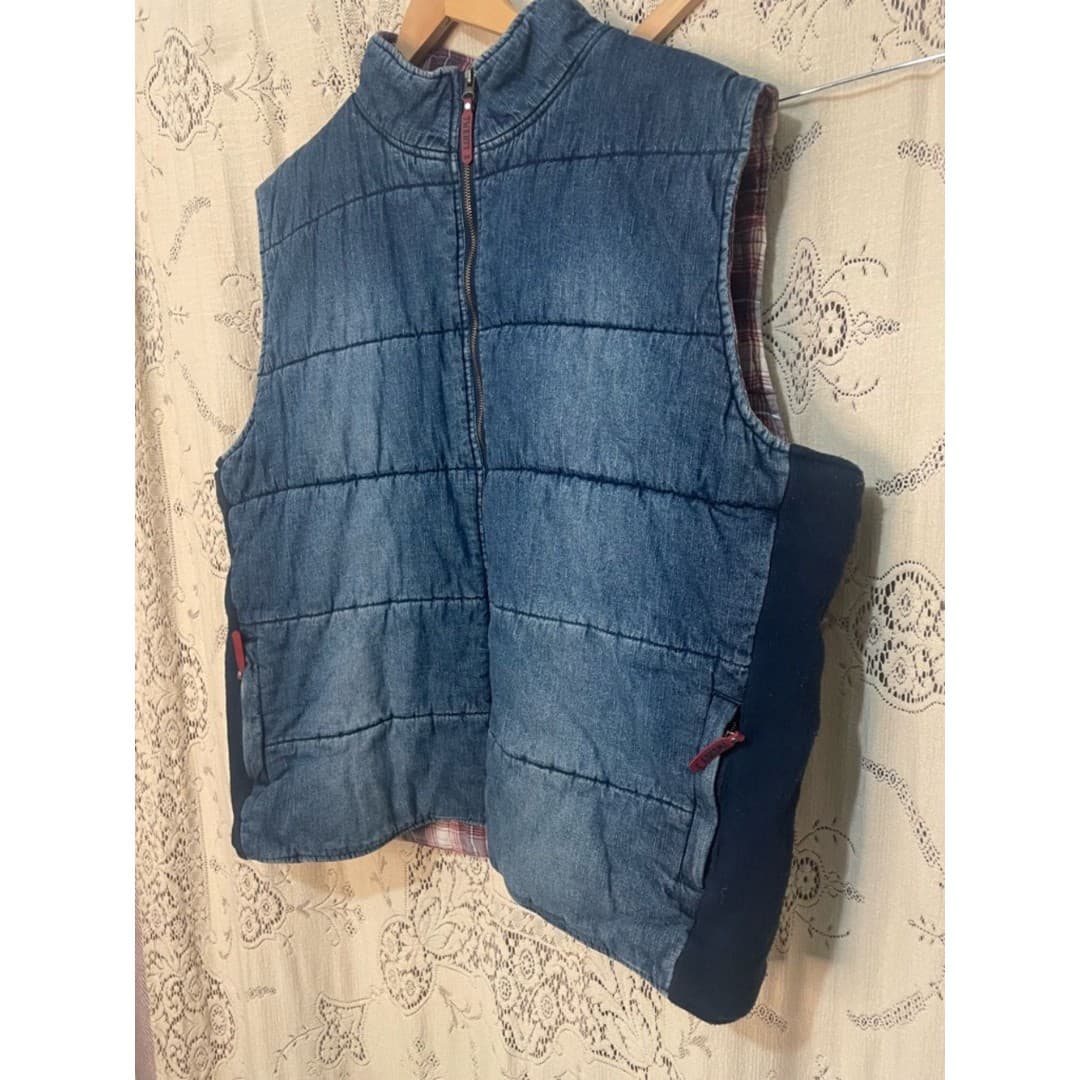 Twenty X: oversized denim vest with flannel lining - Thumbnail 2