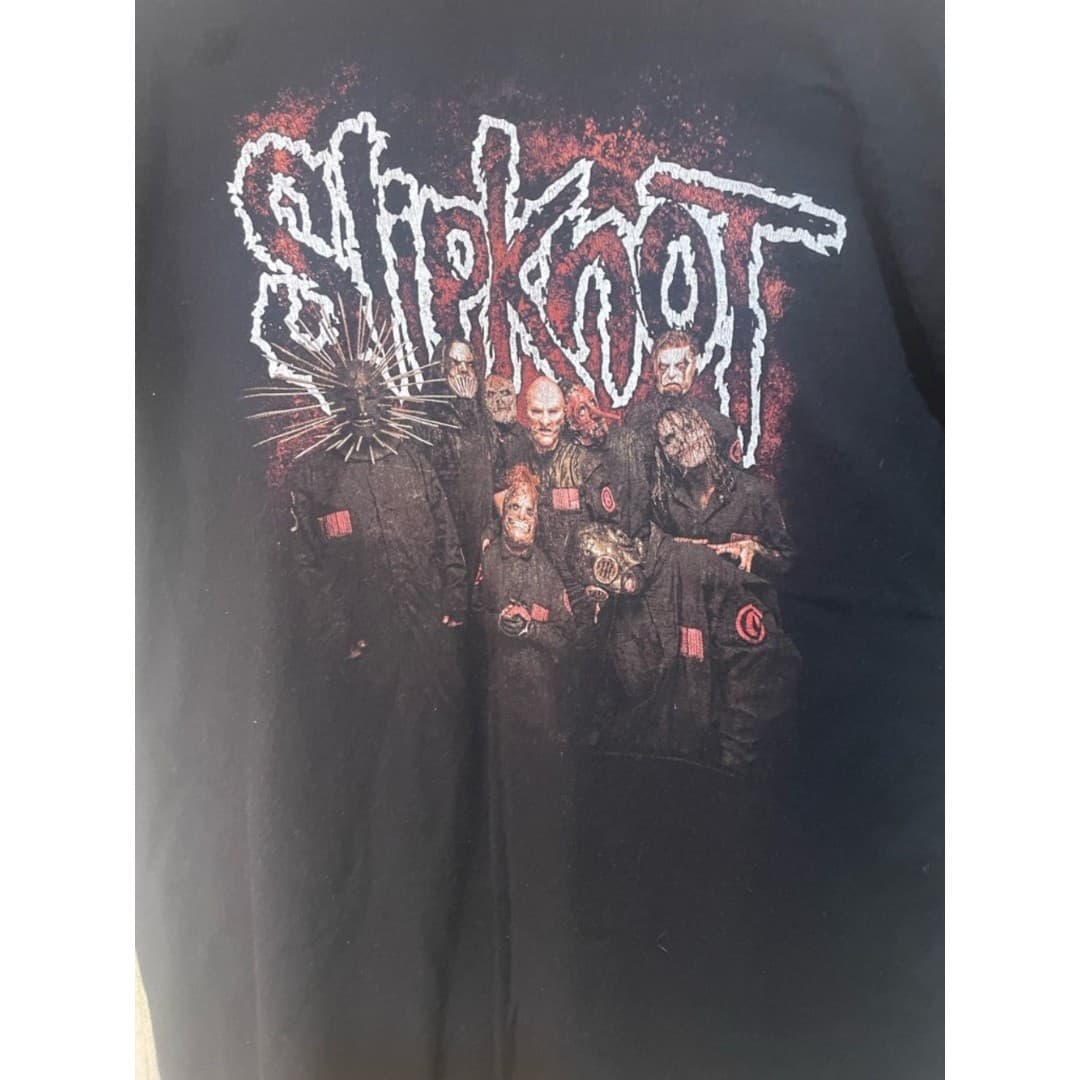 Slipknot Black Graphic Band Tee - Red & White Logo - Thumbnail 3