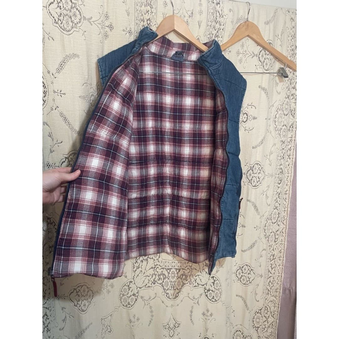 Twenty X: oversized denim vest with flannel lining - Thumbnail 4