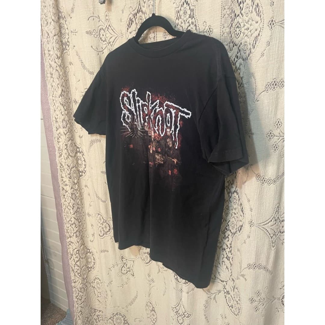 Slipknot Black Graphic Band Tee - Red & White Logo - Thumbnail 2
