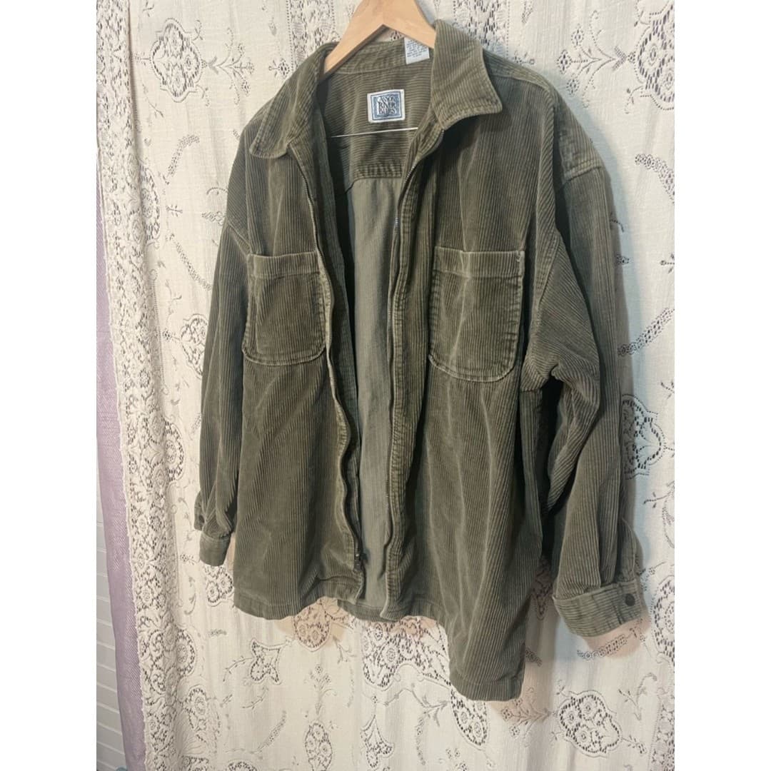 Crazy river blues: Olive Green Corduroy Zip Jacket - Thumbnail 2