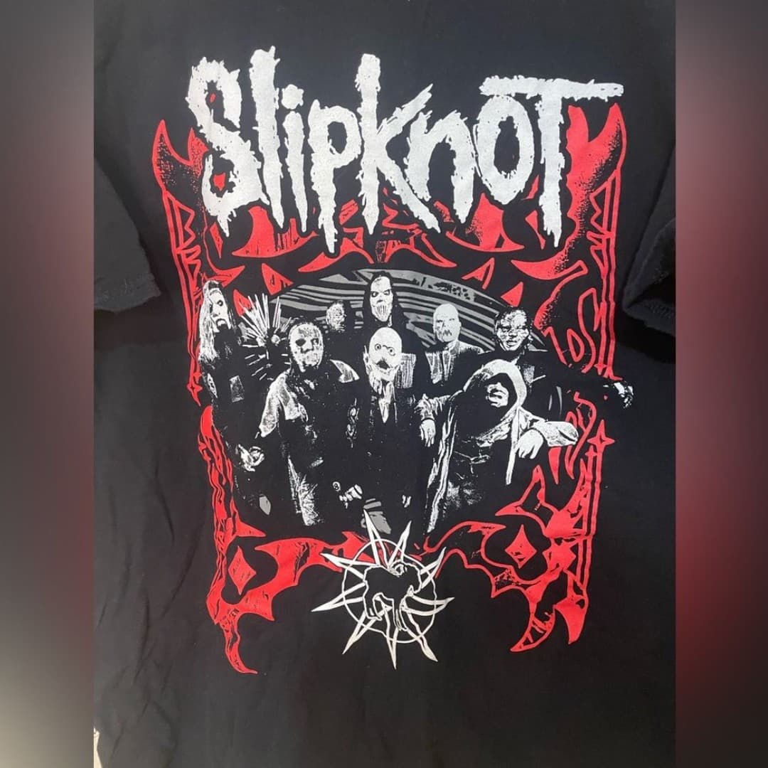 Slipknot Black Graphic Band Tee with Red & White Print - Image 1