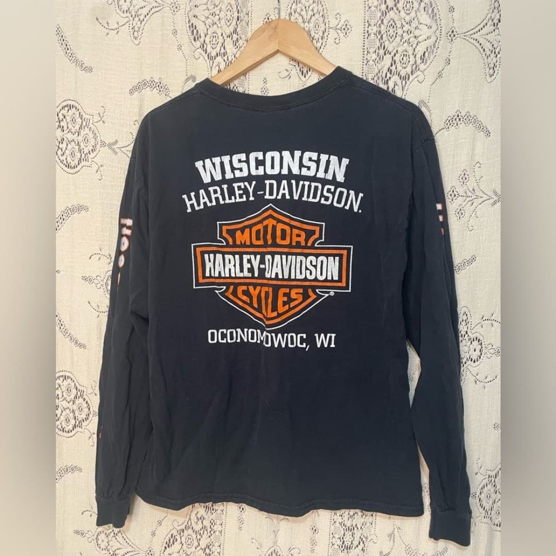 Harley-Davidson: Black and Orange Logo Long Sleeve Tee - Thumbnail 4