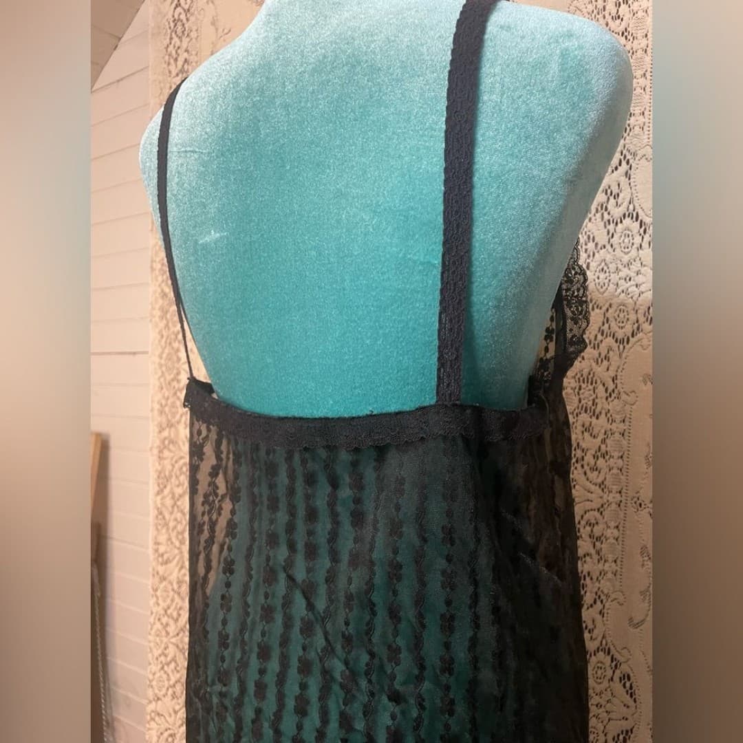 Vintage Sheer Black Striped Maxi Slip Dress - Thumbnail 6