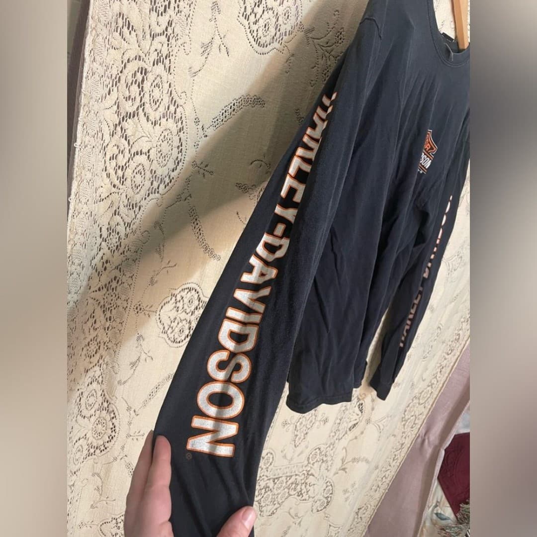 Harley-Davidson: Black and Orange Logo Long Sleeve Tee - Thumbnail 2