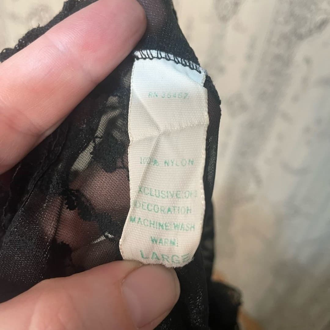 Vintage Sheer Black Striped Maxi Slip Dress - Thumbnail 7