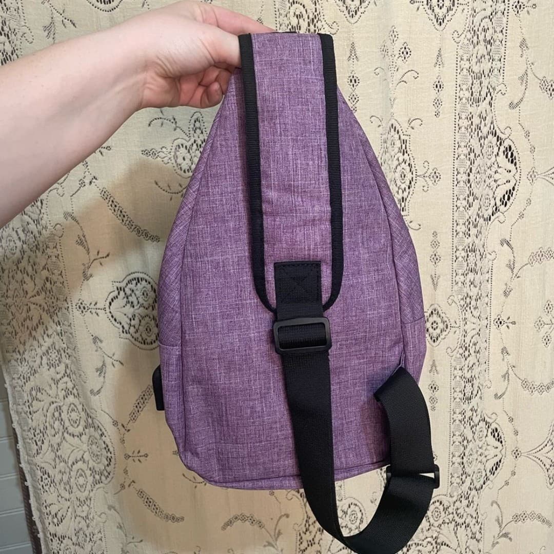 AMJ: Purple Crossbody Sling Bag with USB port - Thumbnail 6