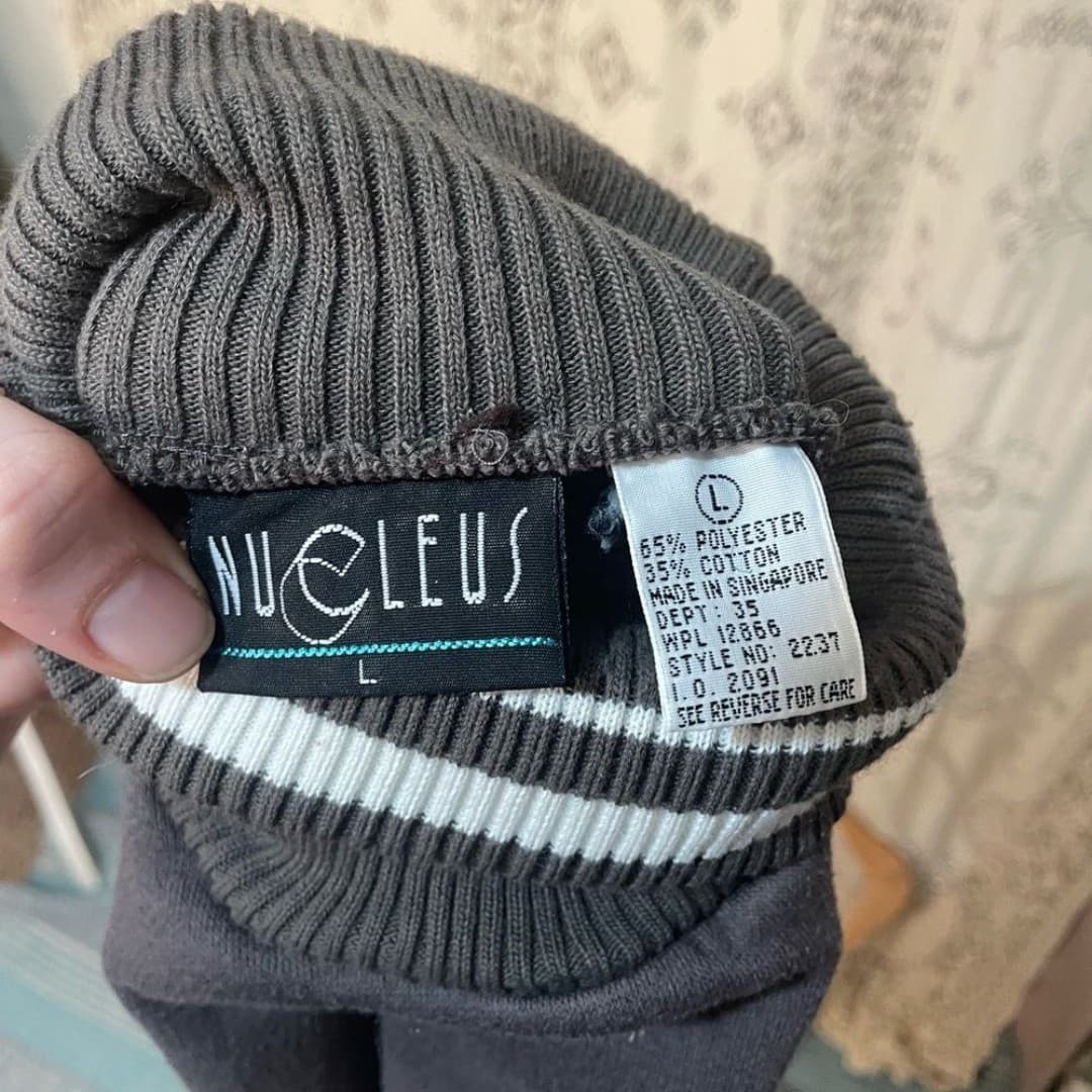 Nucleus: Aviation Embroidered Crewneck Sweatshirt - Charcoal with White Stripes - Thumbnail 6