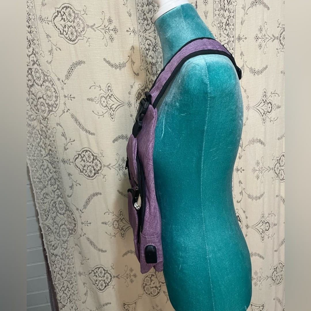 AMJ: Purple Crossbody Sling Bag with USB port - Thumbnail 8