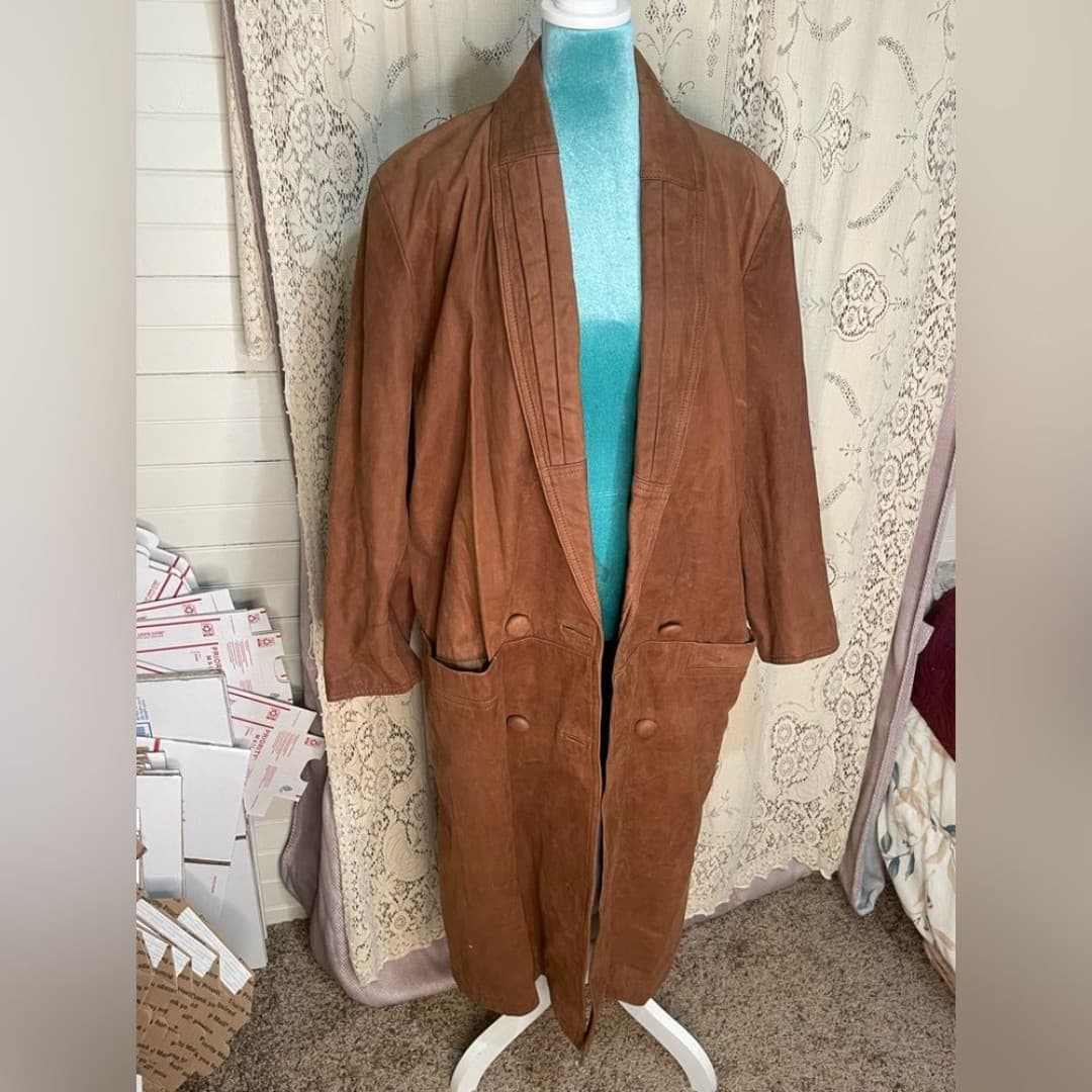 Paris sport club: vintage 80s leather trench - Thumbnail 3