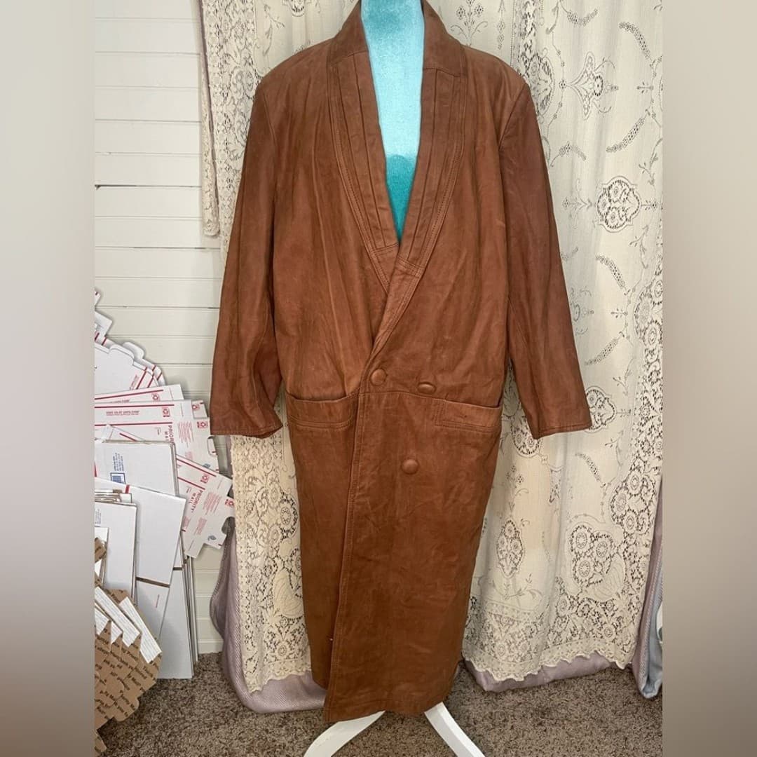 Paris sport club: vintage 80s leather trench - Thumbnail 2