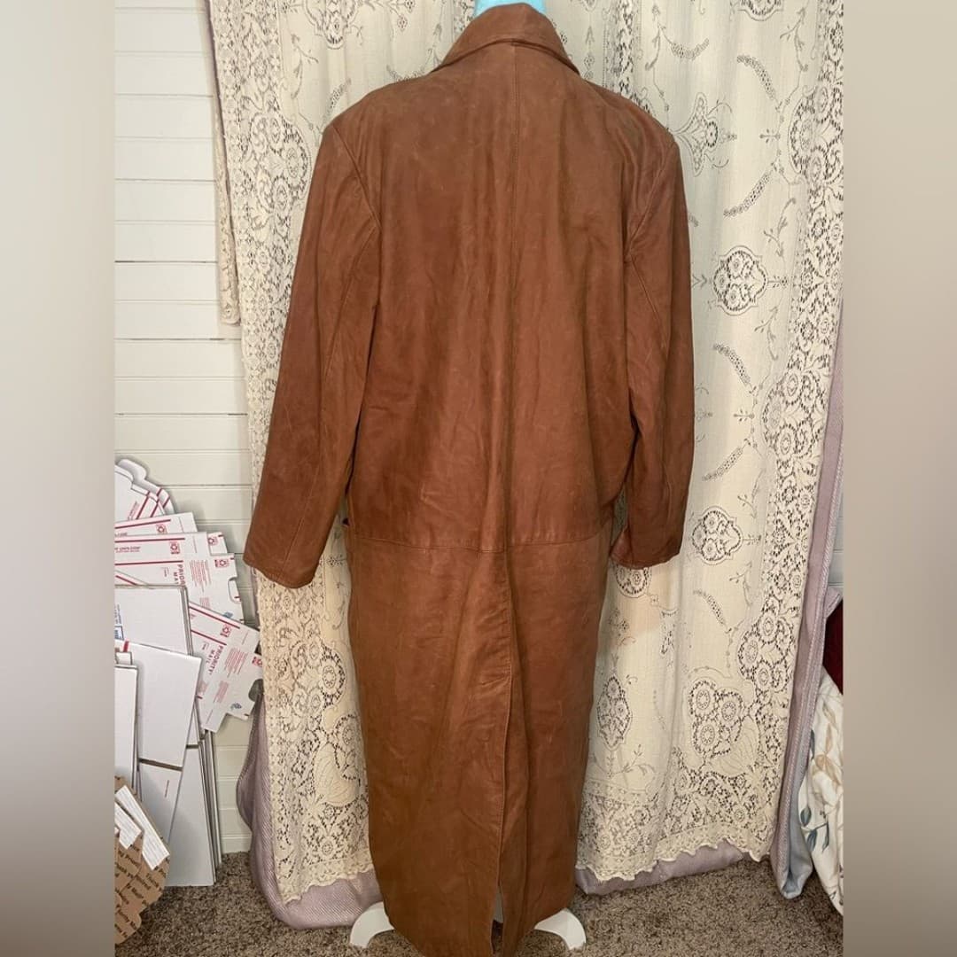 Paris sport club: vintage 80s leather trench - Thumbnail 4