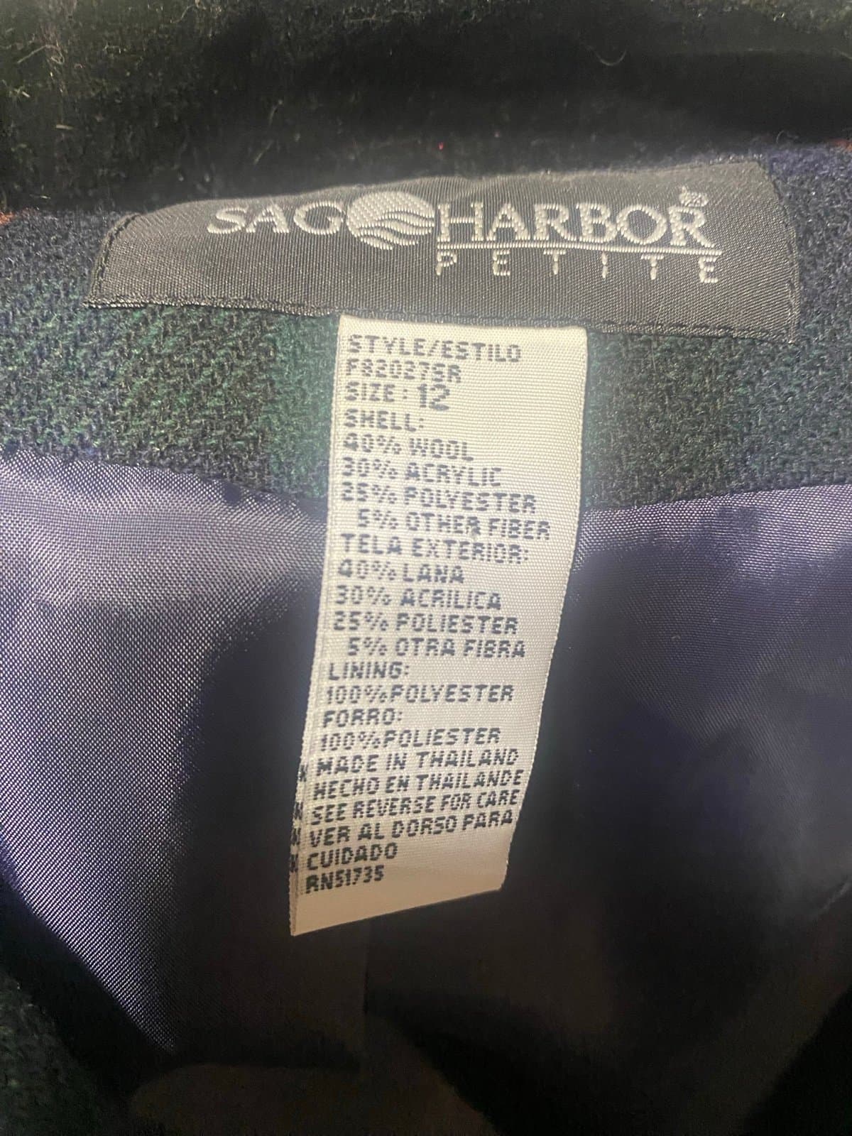 Sag Harbor: vintage plaid blazer with velvet collar - Thumbnail 4