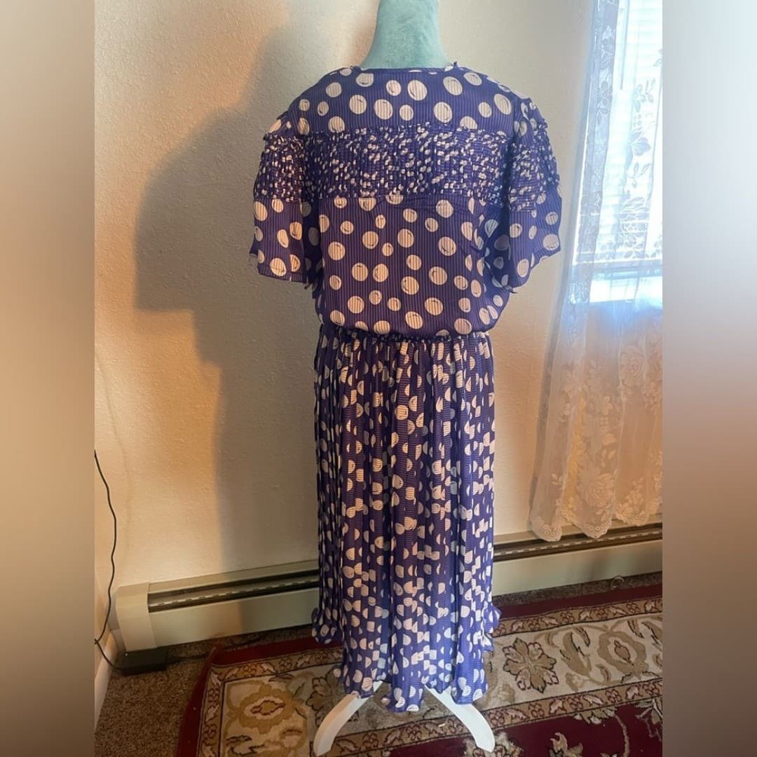 Indigo lite: vintage Blue and White Polka Dot Dress 10 - Thumbnail 3
