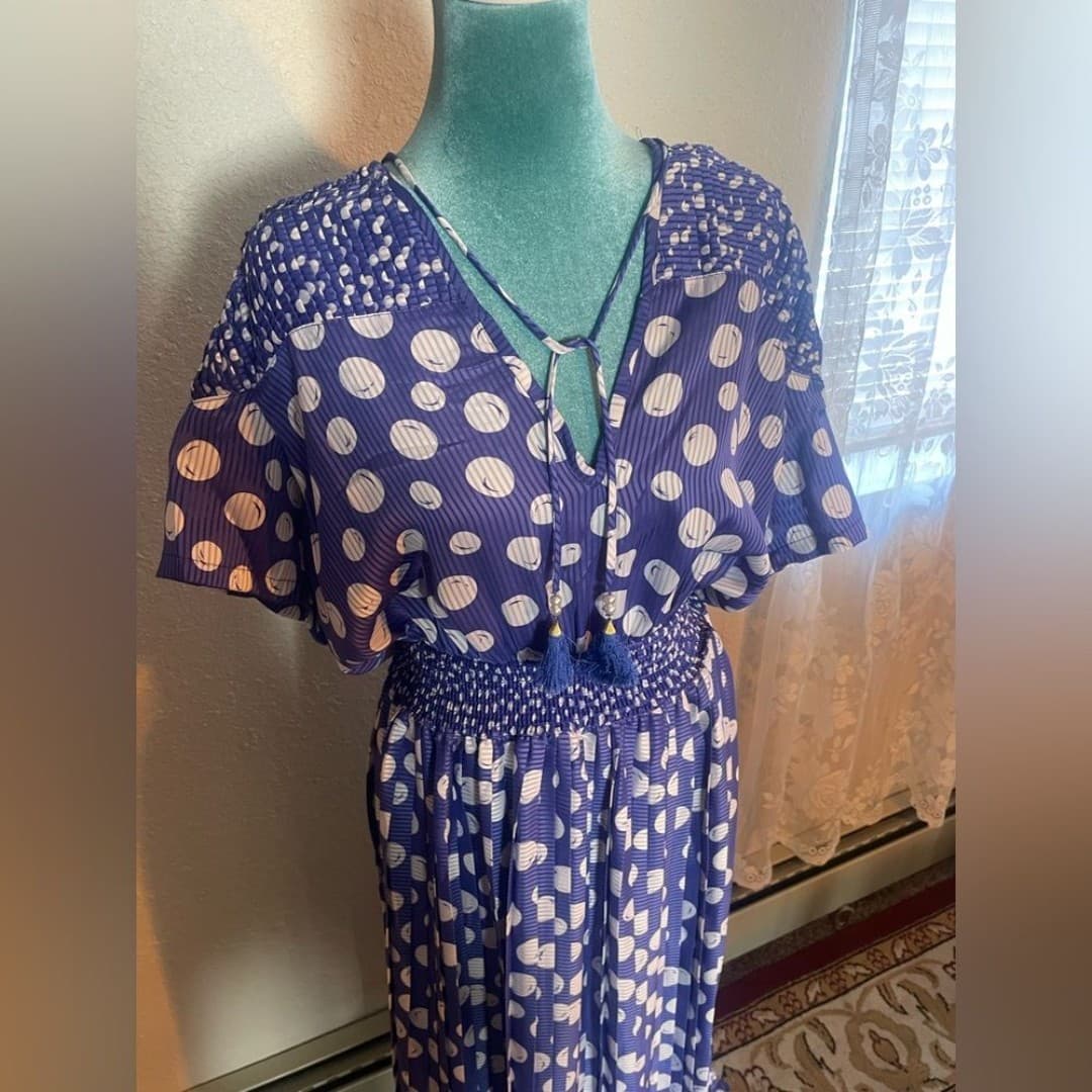 Indigo lite: vintage Blue and White Polka Dot Dress 10 - Thumbnail 2