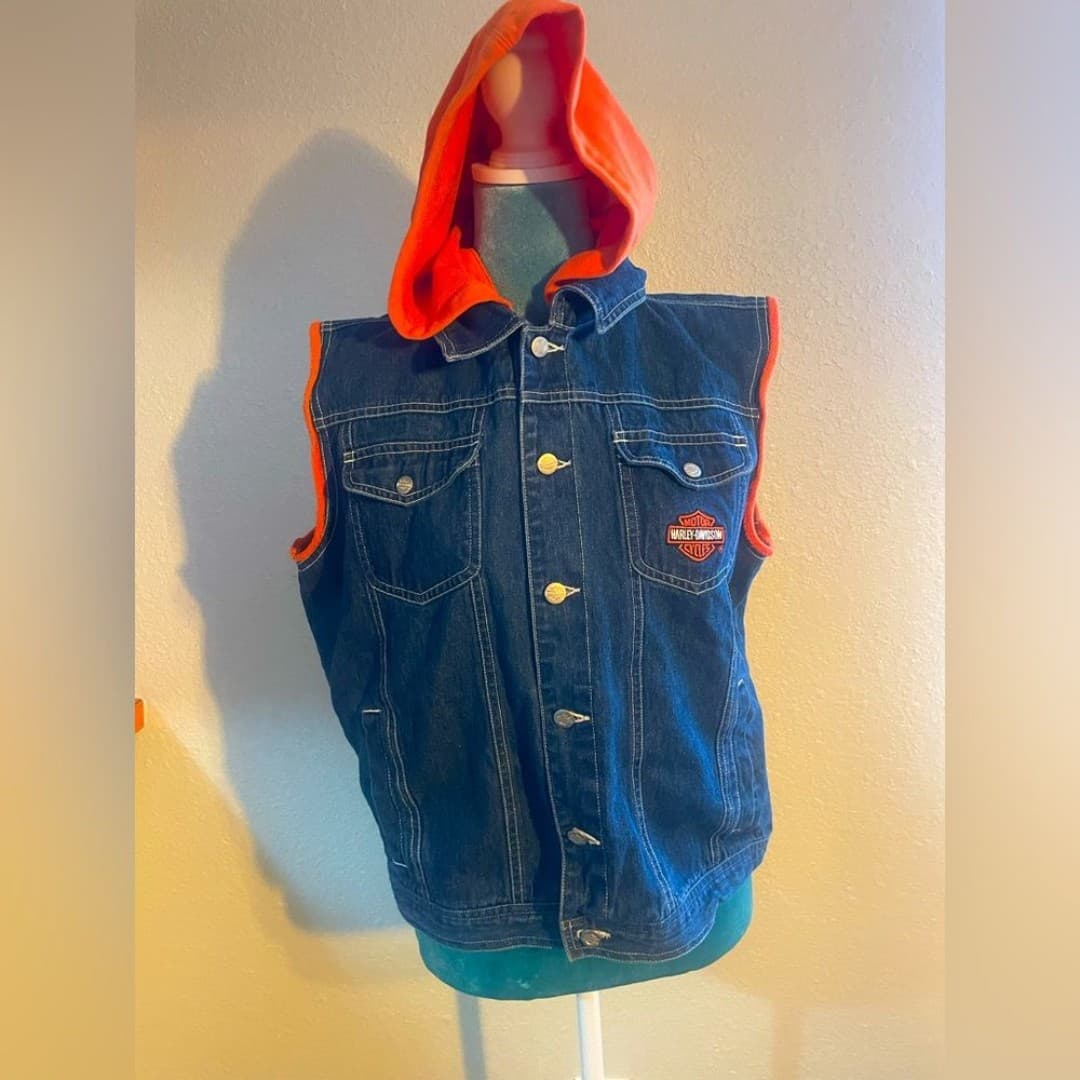 Harley Davidson: denim vest with hood 8 - Image 1