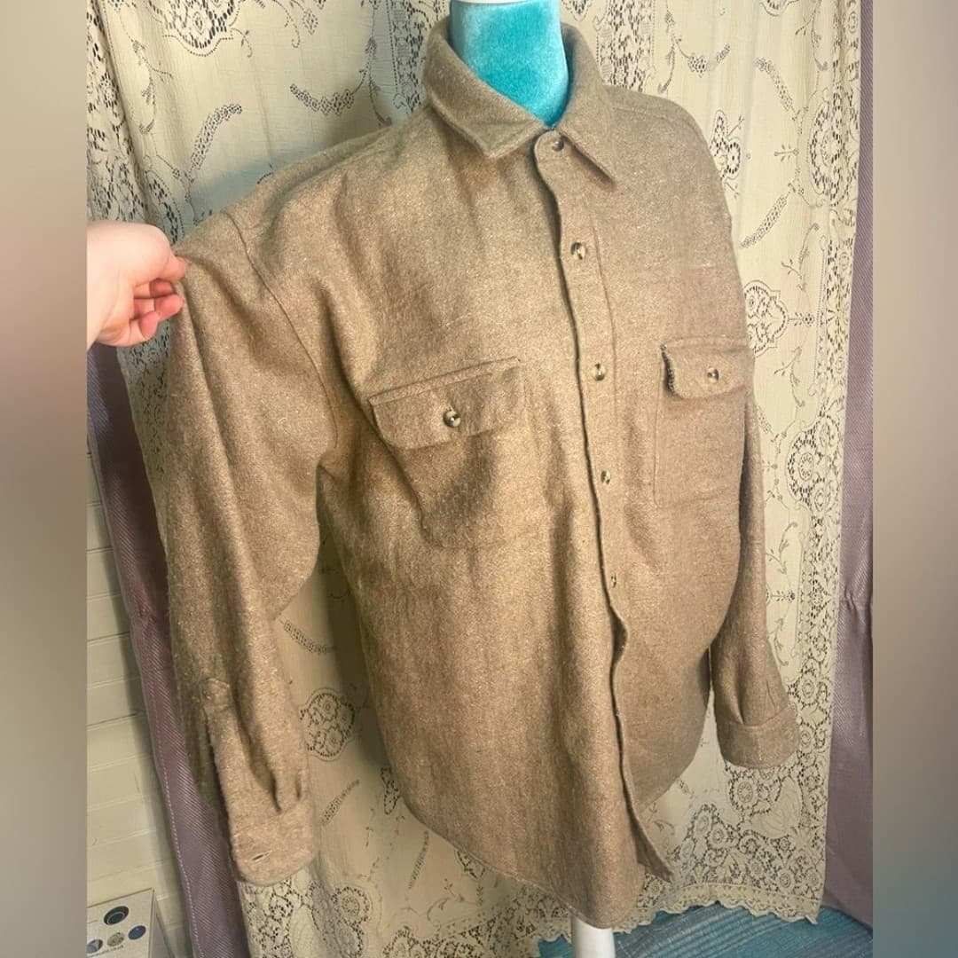 Navy blue: wool blend button down - Image 1