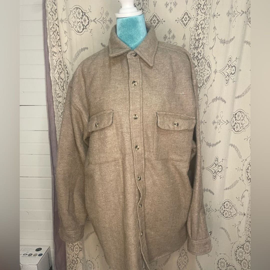 Navy blue: wool blend button down - Thumbnail 2