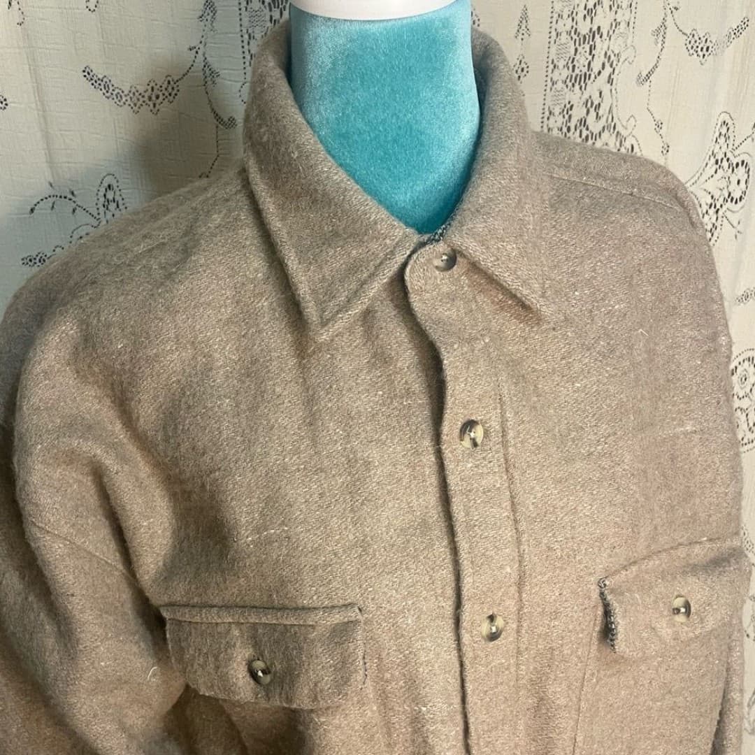 Navy blue: wool blend button down - Thumbnail 3