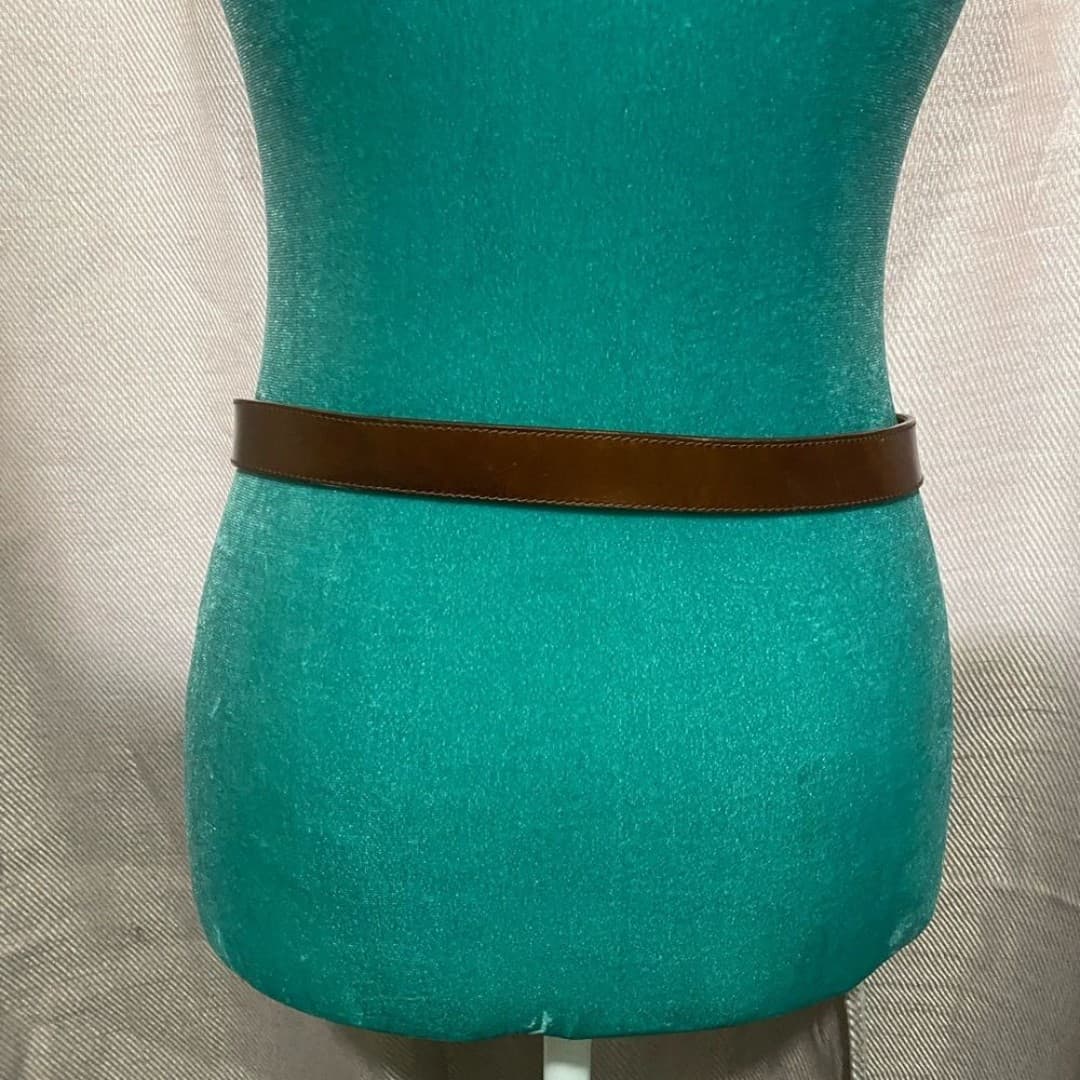 Eddie Bauer: vintage leather belt with oversized buckle 6-8 - Thumbnail 4