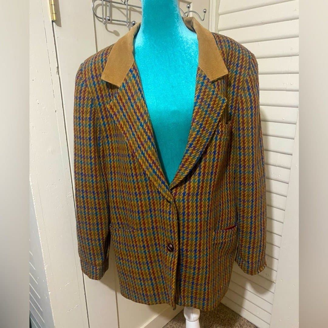 Cayenne leather : vintage 80s blazer with leather collar 10 - Image 1