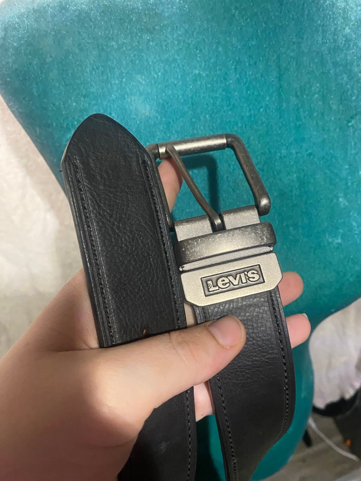 Levi’s: black leather belt 42-44 - Image 1