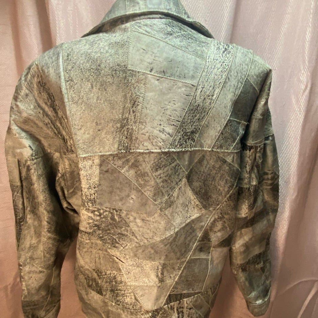 Bloomies: vintage 80s grey patchwork leather jacket - Thumbnail 7