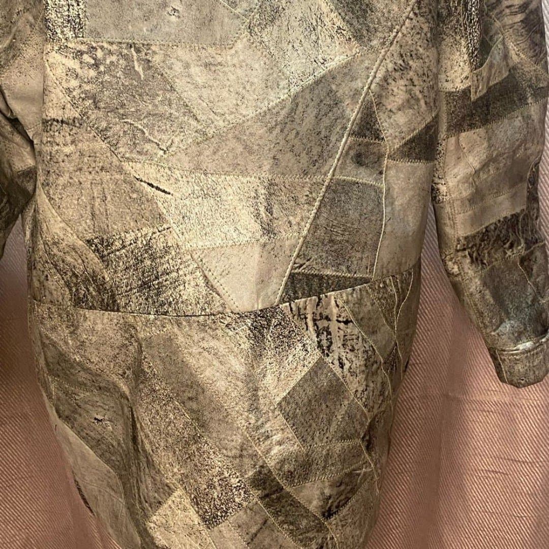 Bloomies: vintage 80s grey patchwork leather jacket - Thumbnail 6