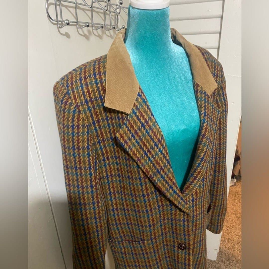 Cayenne leather : vintage 80s blazer with leather collar 10 - Thumbnail 3