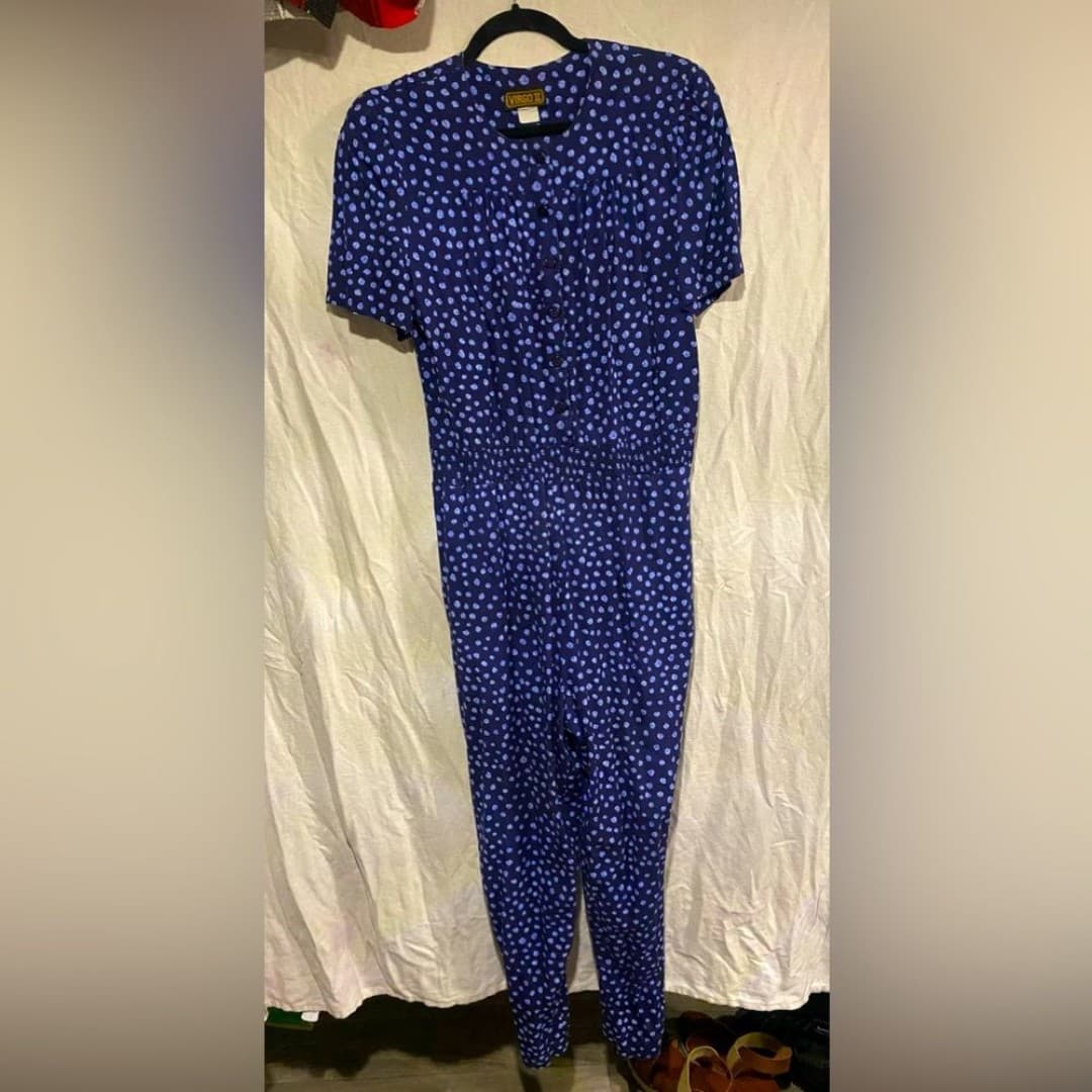 Virgo ||: vintage 90s polka dot jumpsuit - Image 1