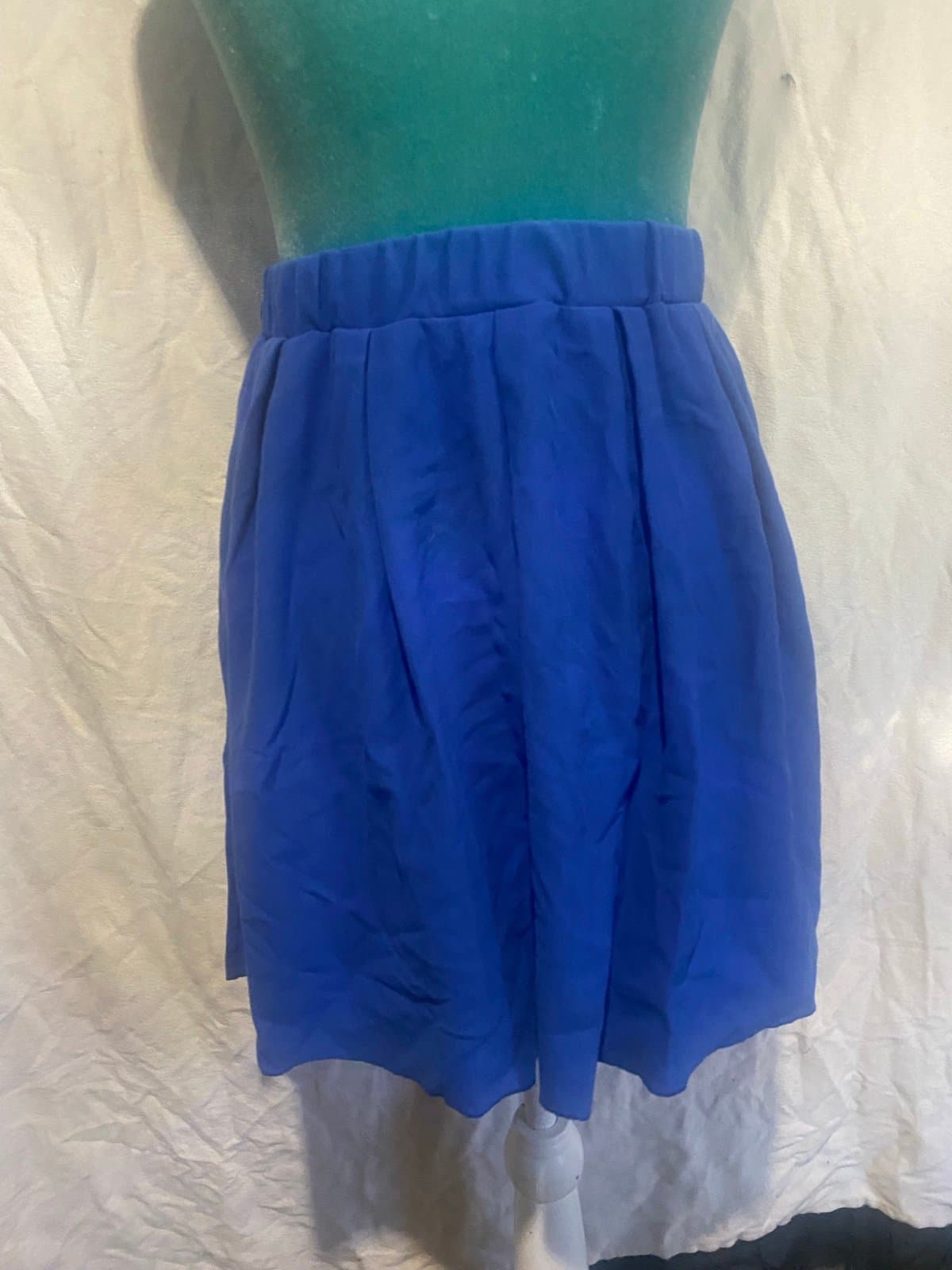 Shien: blue pleated mini skirt - Thumbnail 3