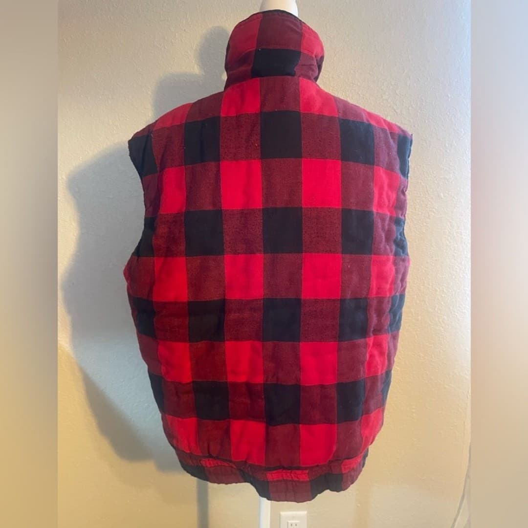 Branded lion: vintage 90s plaid puffer vest 10 - Thumbnail 3