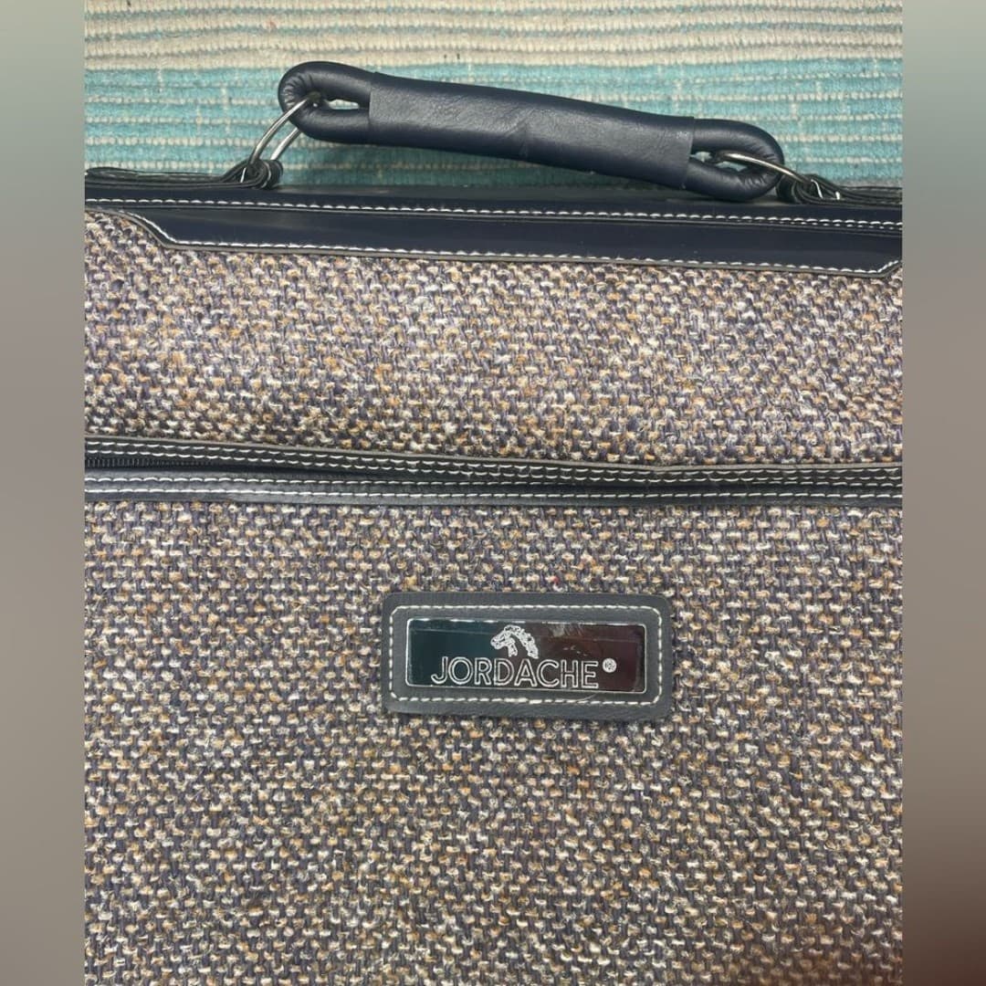 Jordache: vintage tweed and faux leather wardrobe bag - Thumbnail 2