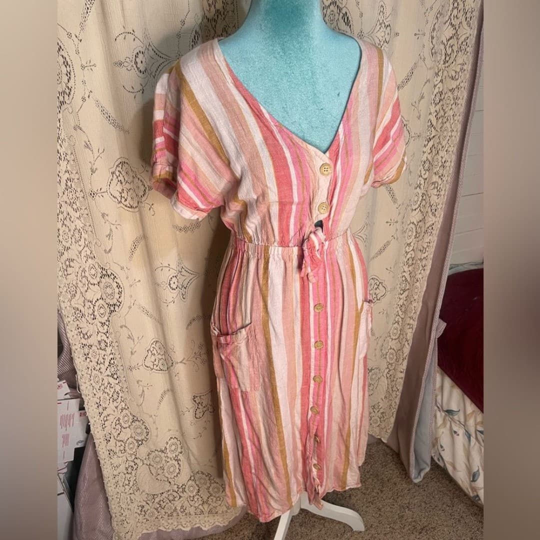 Lush: striped midi dress - Thumbnail 2