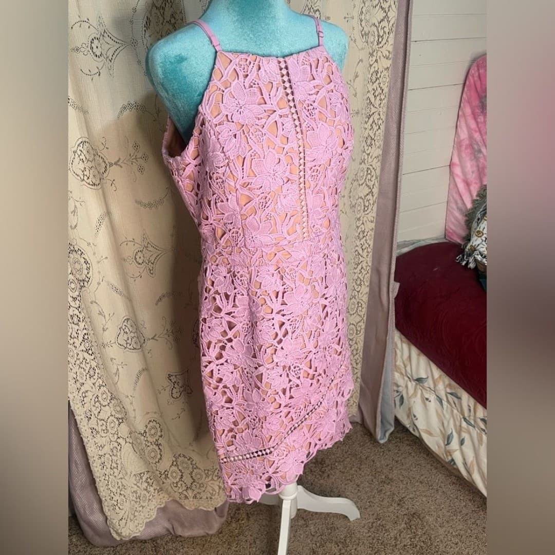 Adelyn rea: pink floral overlay dress - Thumbnail 2