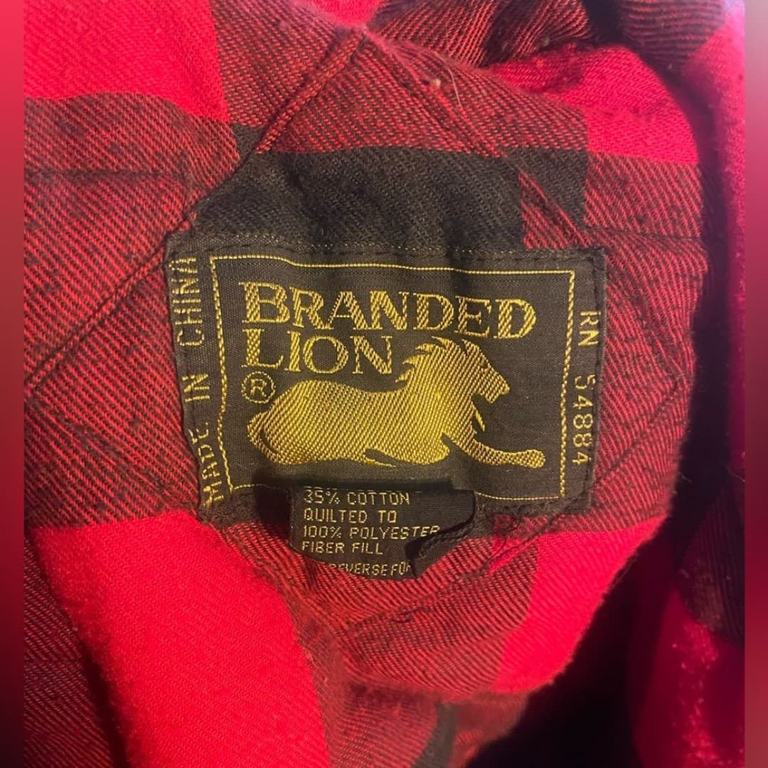 Branded lion: vintage 90s plaid puffer vest 10 - Thumbnail 6