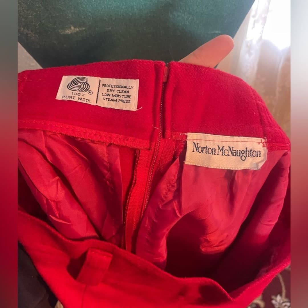 Norton McNaughton: Elegant vintage Red wool skirt 10 - Thumbnail 6