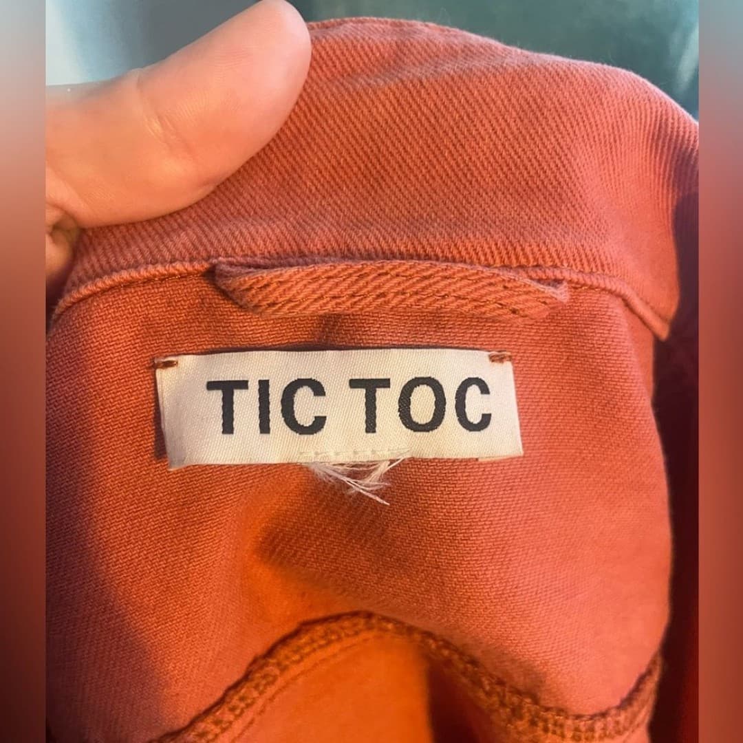 Tic toc: Trendy Orange Cropped Denim Jacket - Thumbnail 4