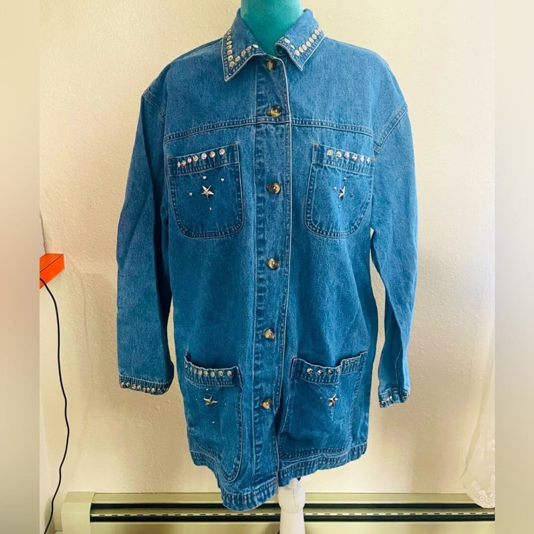 Cabin creek: vintage star studded denim jacket 8 - Image 1