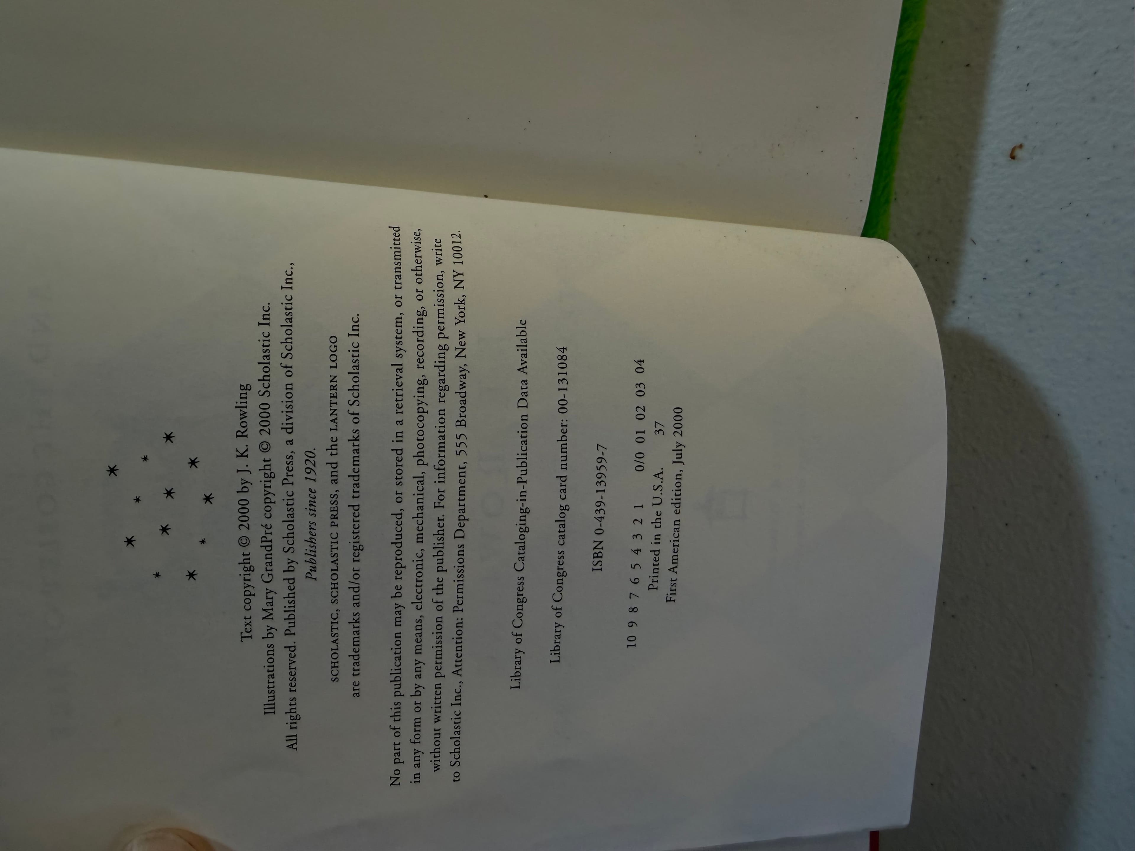 Harry Potter Goblet of Fire Vintage 1st American Ed 2000 Hardcover Scholastic - Thumbnail 5