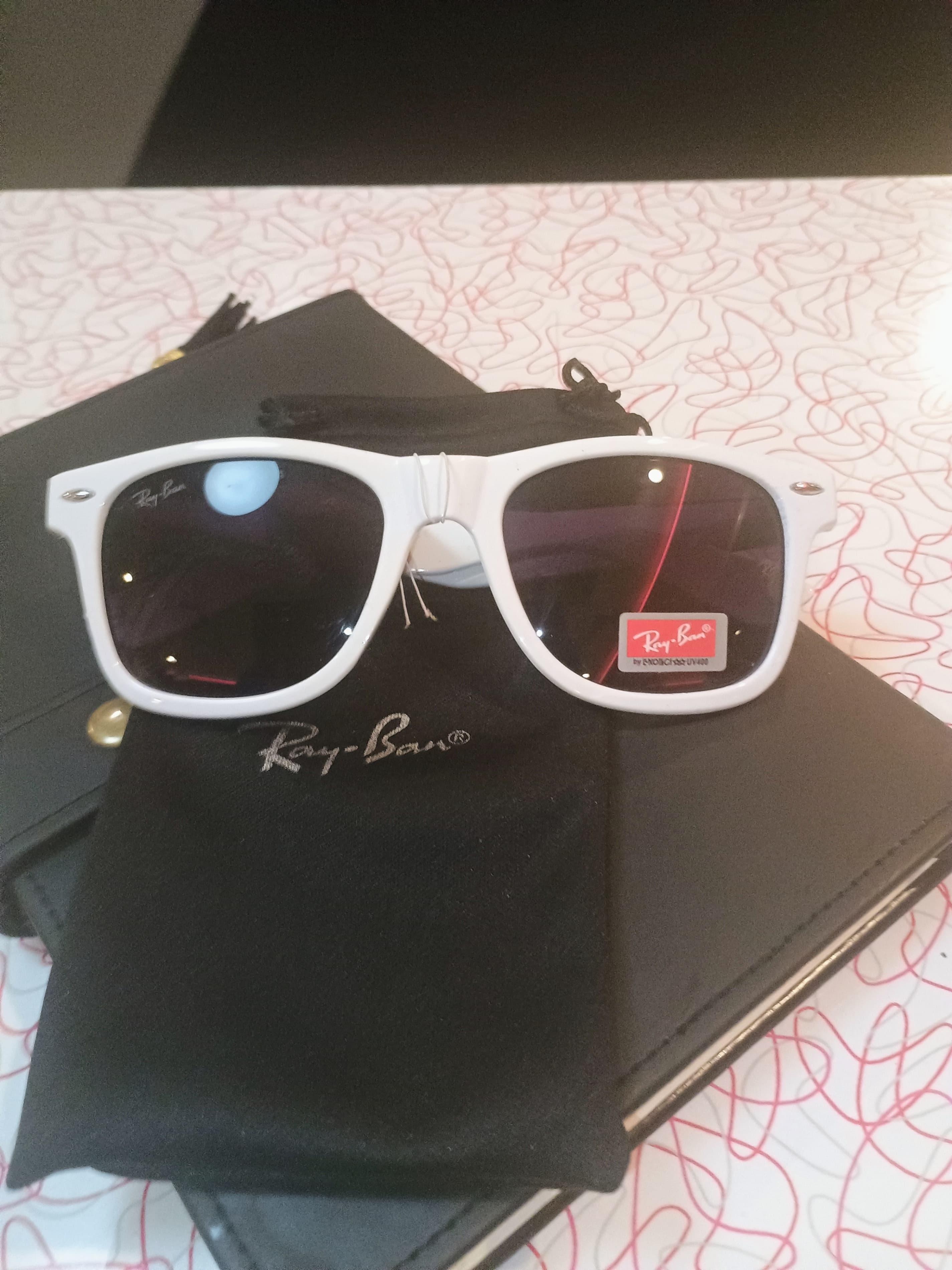 Ray-Ban White Frame Sunglasses with Case