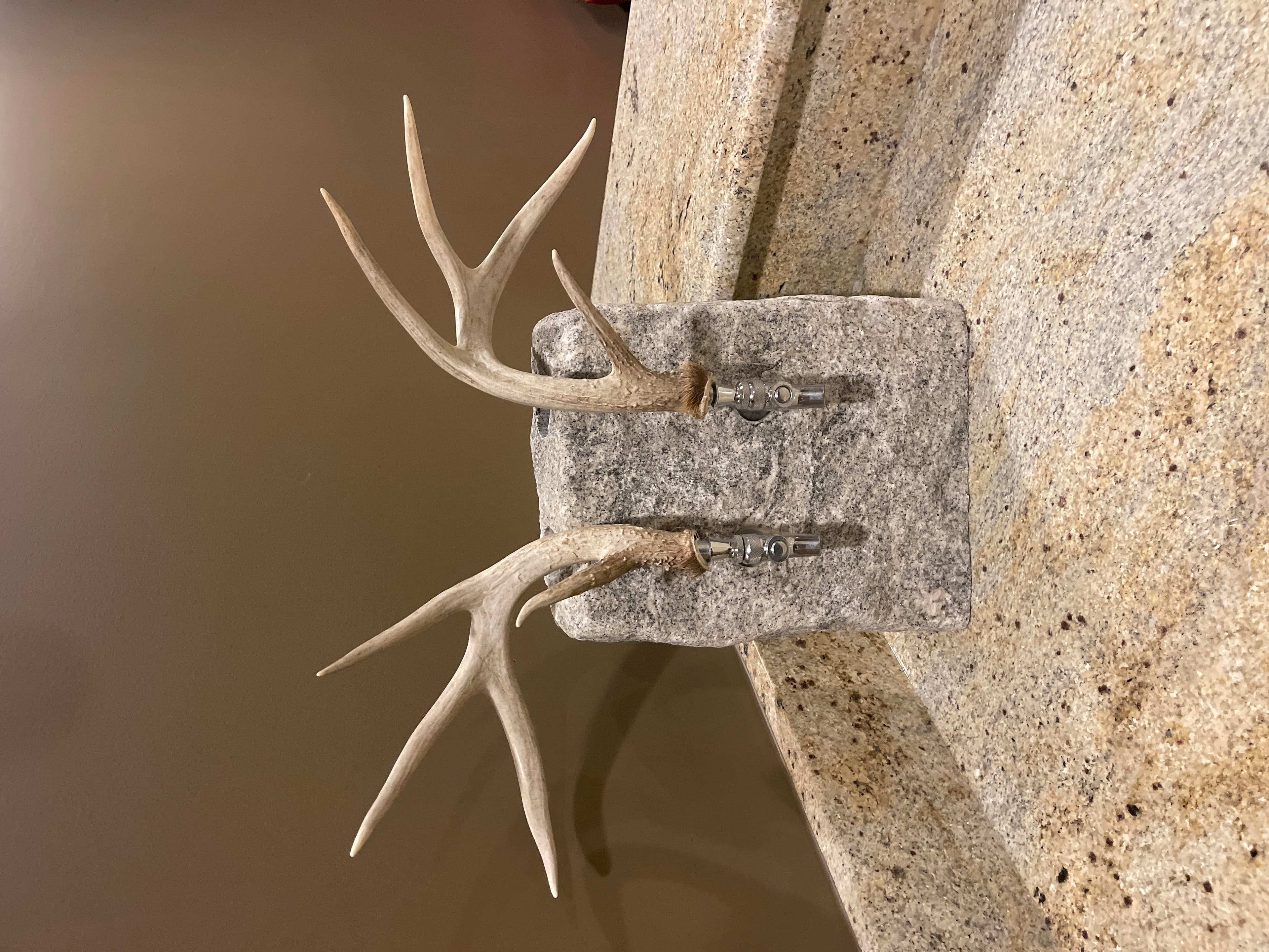 Stone Drink Dispenser with Antler Handles - Image 1