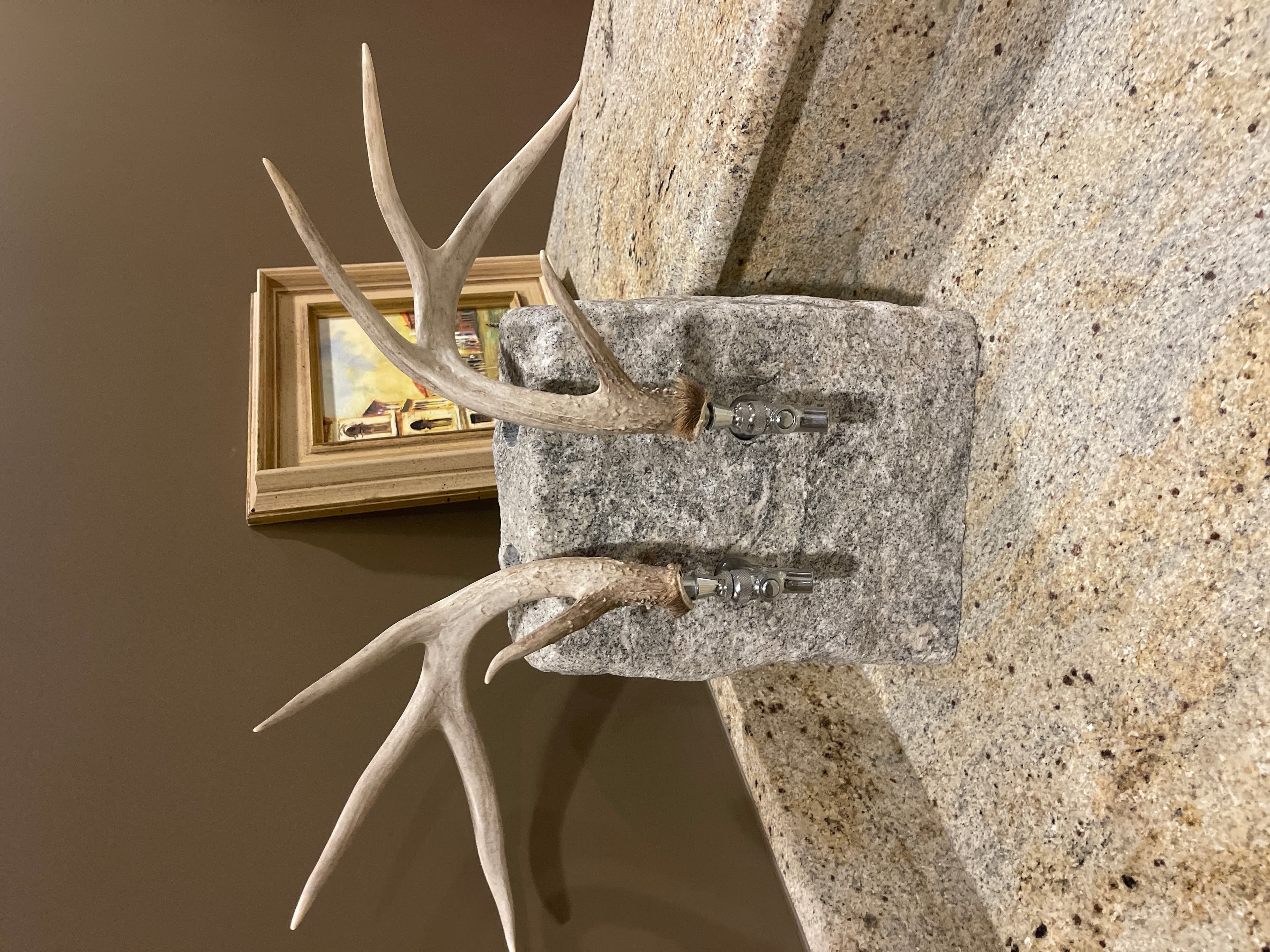 Stone Drink Dispenser with Antler Handles - Thumbnail 2