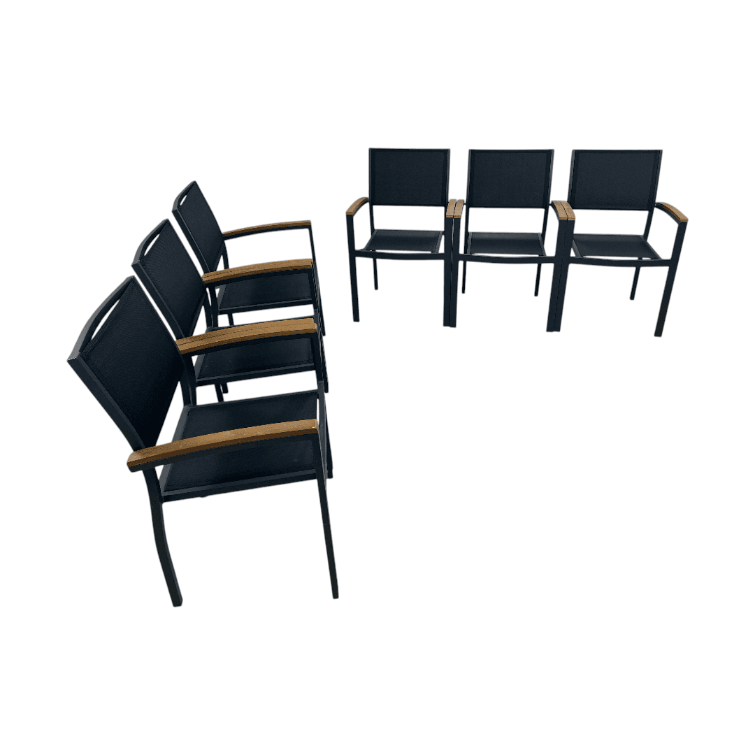 Safavieh Kaelan Stackable Chair - Black/Brown (Set of 6) - Thumbnail 7