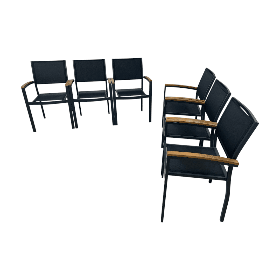 Safavieh Kaelan Stackable Chair - Black/Brown (Set of 6) - Thumbnail 6