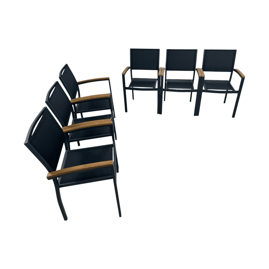 Safavieh Kaelan Stackable Chair - Black/Brown (Set of 6) - Thumbnail 8